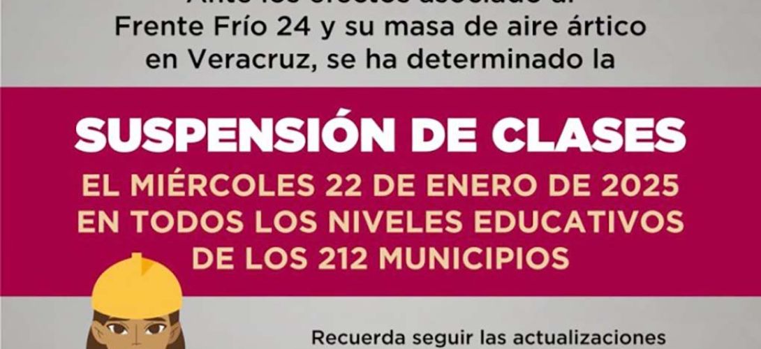 Suspenden de clases este miércoles en Veracruz por Frente Frío 24