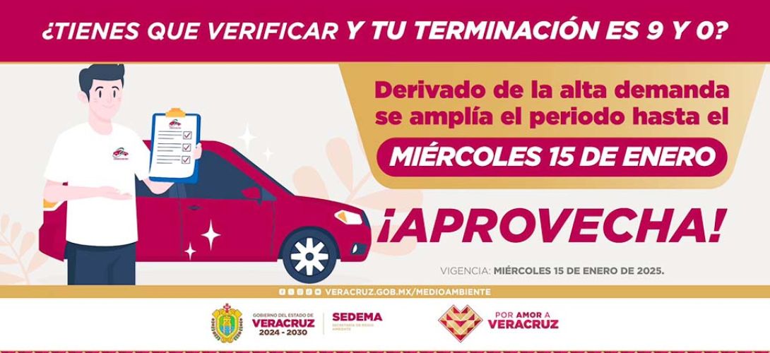 Plazo de verificación vehicular en Veracruz se amplía hasta el 15 de enero