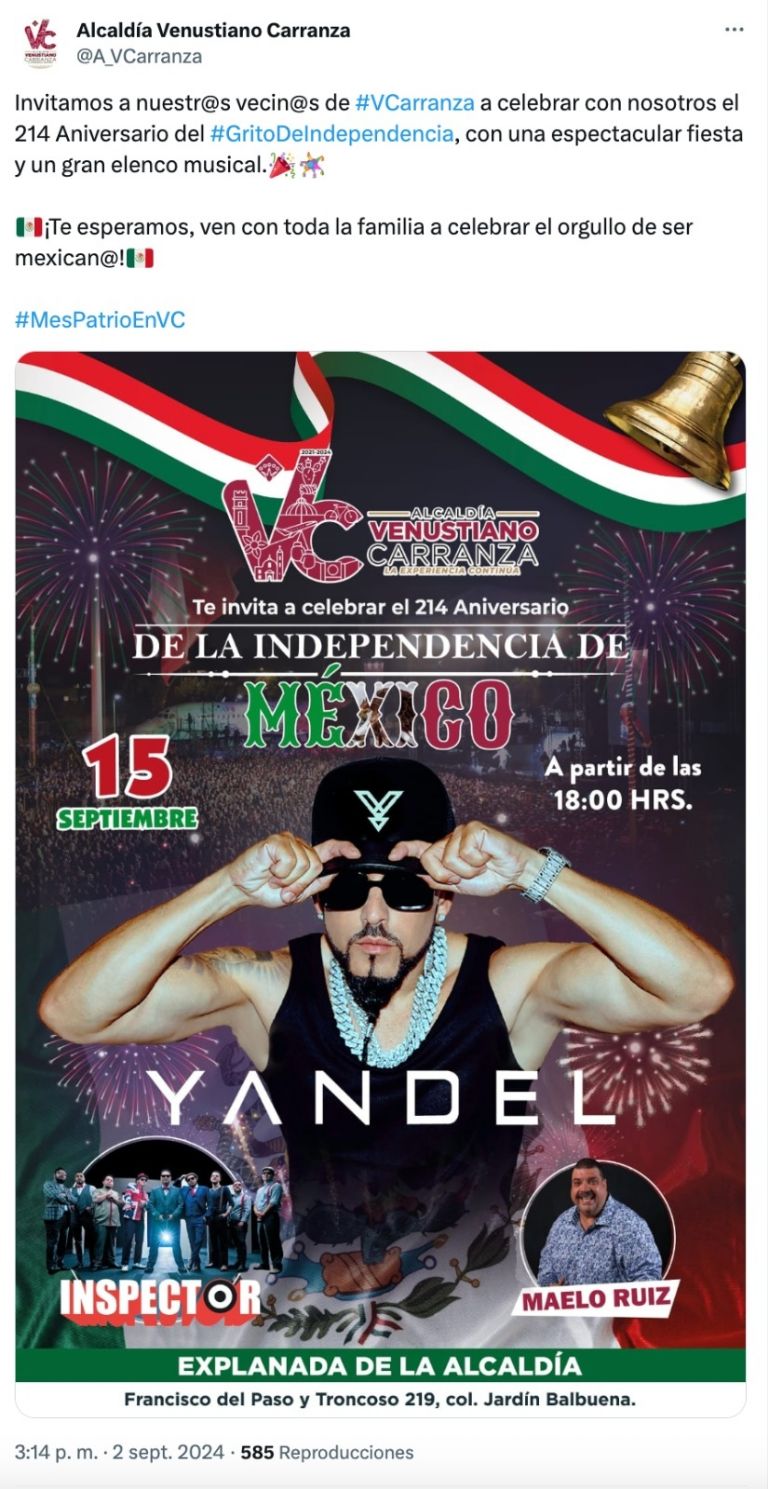 Yandel dar concierto gratis en CDMX por el Grito de Independencia 2