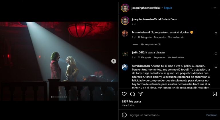 Joaquin Phoenix se queja con Lady Gaga por el final de Joker 2 en plena presentacin 2