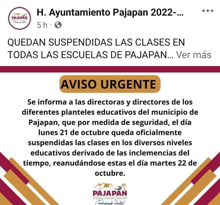 Municipios suspenden clases en el sur 7