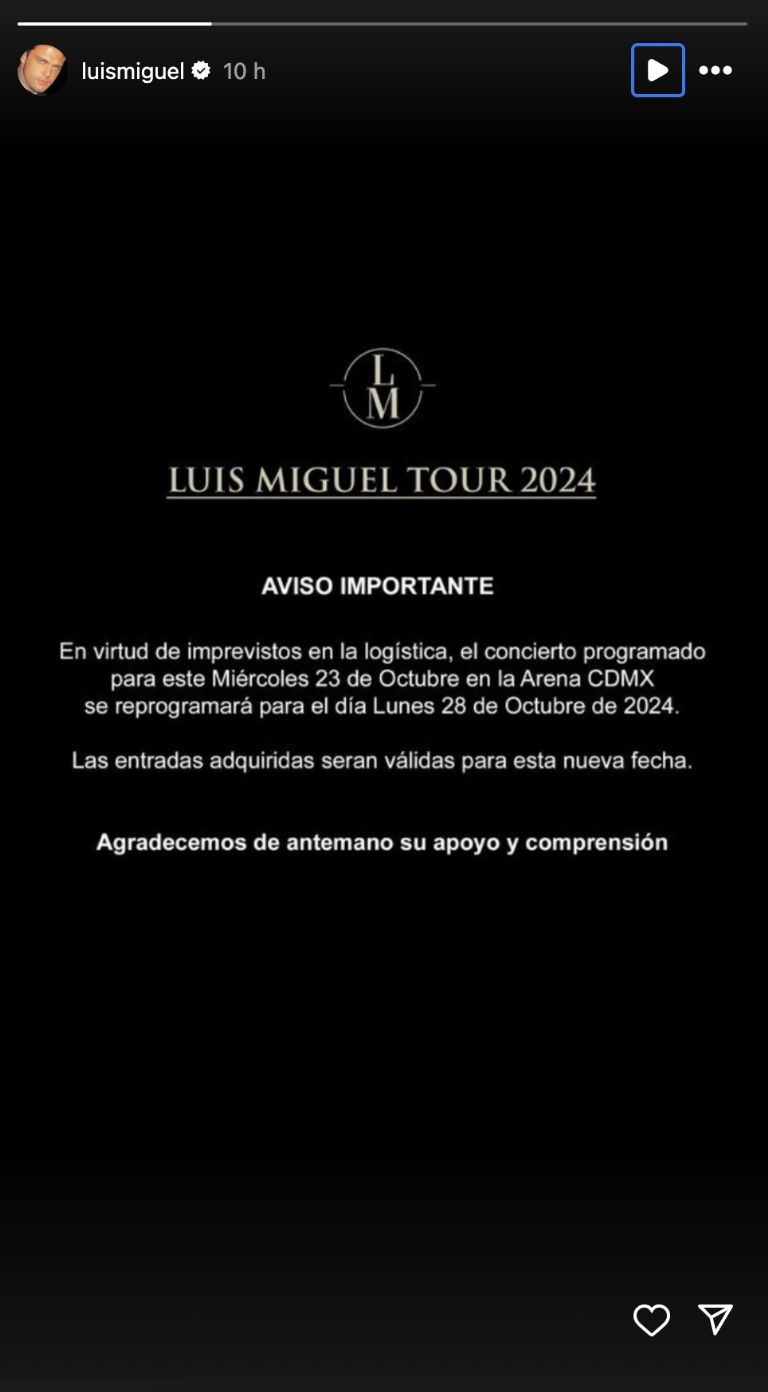 Luis Miguel pospone un concierto en la CDMX 2